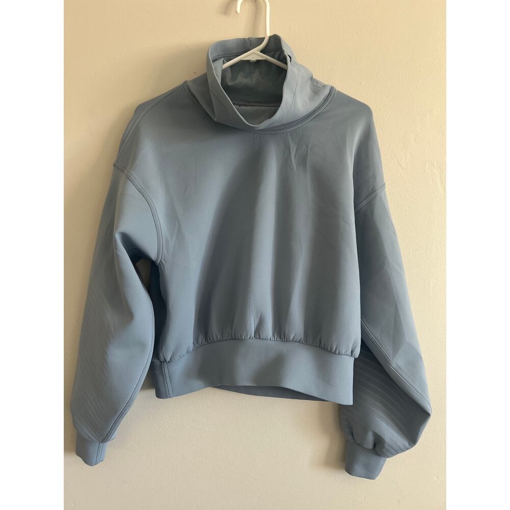 Lululemon Cropped Funnel Neck Pullover Spacer Fabric Blue S/M